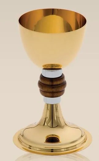 Cálice CR L8114 dourado com nó em madeira